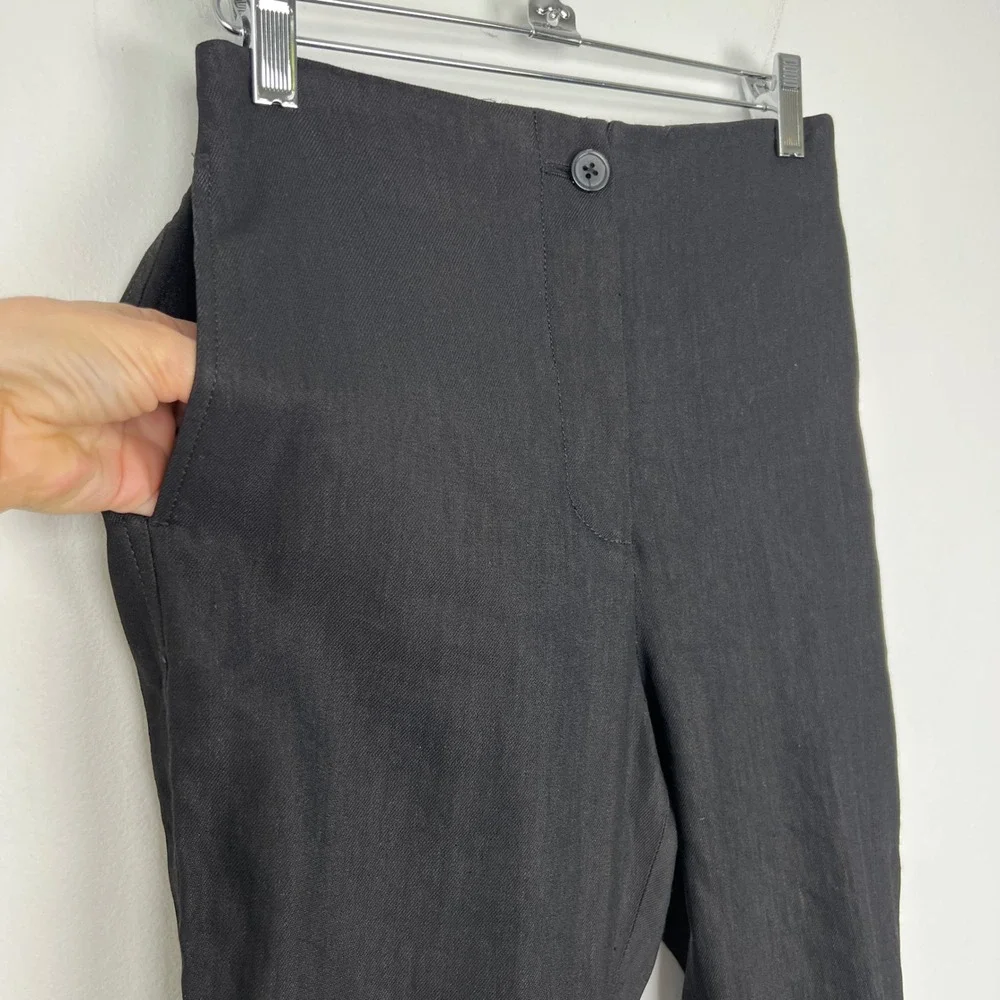 Wilfred Women's 2 Black High Waisted Straight‎ Leg Linen Viscose Work Pants